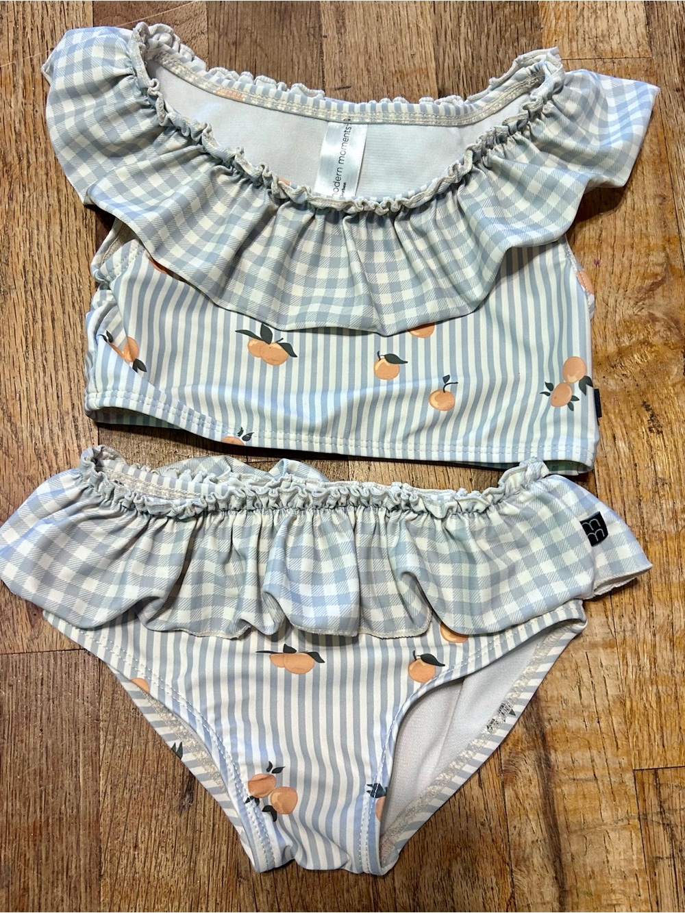 Gerber Blue and Peach Girls Ruffle Bikini Set